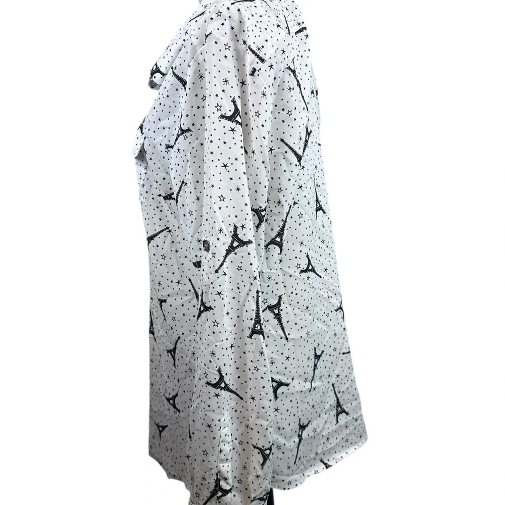 Karl Lagerfeld button down top with Paris Eiffel Tower Print size XL - Picture 5 of 12
